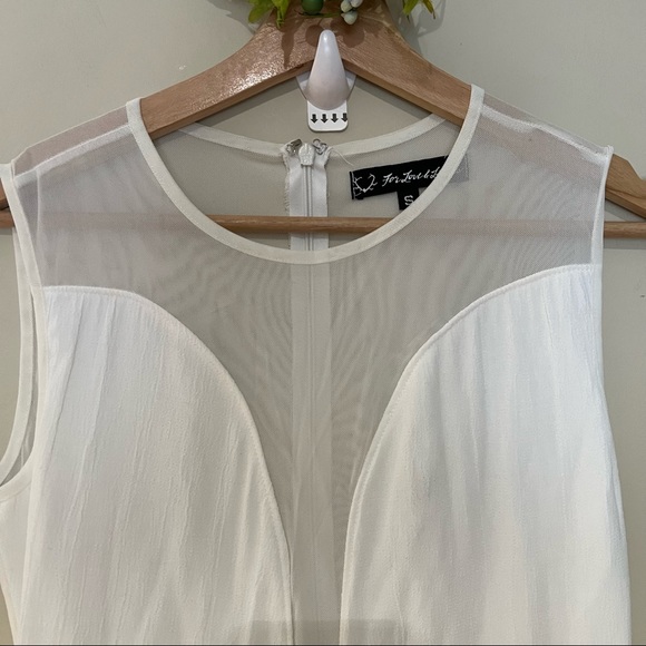 FOR LOVE AND LEMONS WHITE MINI DRESS WITH MESH PANEL SIZE SMALL - Picture 3 of 8